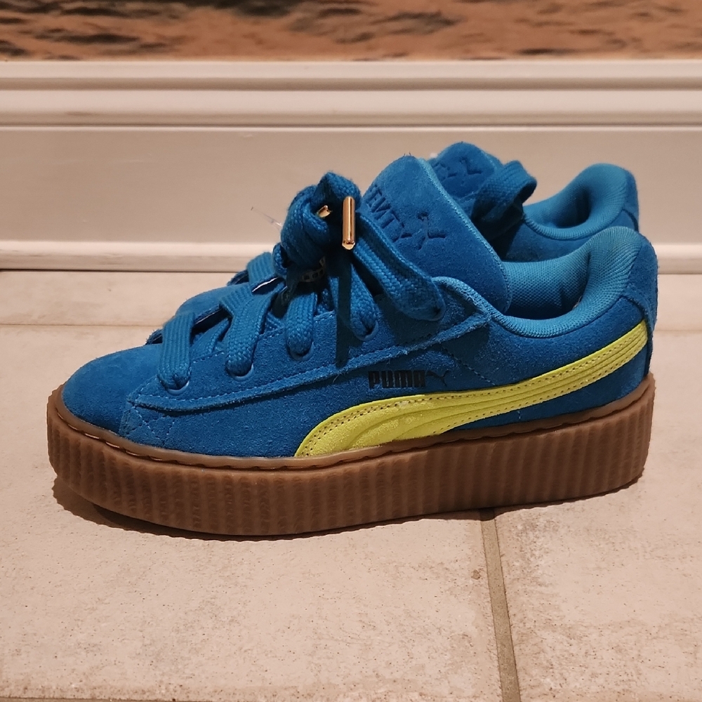 Puma Fenty Blue and Yellow Suede Sneakers Size 5 Kids